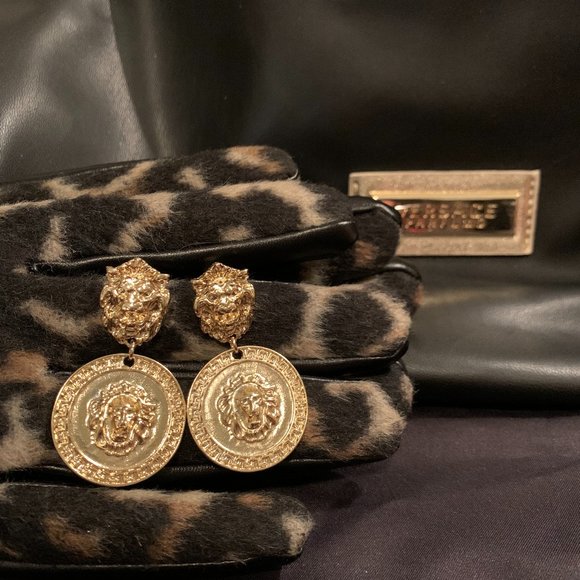 Lions Head Statement Earrings - Gold - Picture 5 of 8